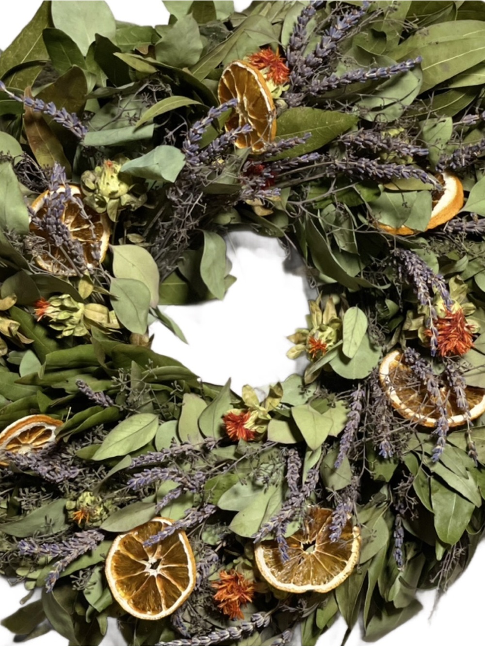 Handcrafted Eucalyptus, Lavender & Dried Citrus Wreath - 18” - Picture 4 of 11